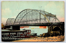 Original Old Vintage Postcard Sixth Street Bridge Allegheny River Pittsburg USA picture