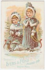 Ivers & Pond Piano Co. Sledding Children Boston Mass. 1880s Victorian Trade Card picture