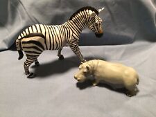 Safari Ltd Hippopotamus 1996 & Zebra  1993 Animal Wildlife Safari  Toys picture