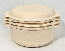 Vtg Tupperware 4 Piece Almond Stack Microwave Cooker Steamer Set picture