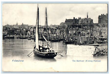1906 The Harbour (Fishing Portion) Folkestone England Boat Scene Postcard picture