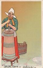 c1905 Old World Woman Butter Churn  P307 picture