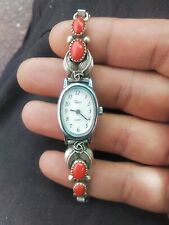 Vintage Timex Women's Watch Navajo Sterling W/Coral Working  picture