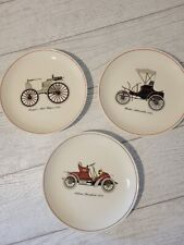 Set of 3 Antique Crown Potteries Co. Automobile Plates VINTAGE USA Made No Chips picture