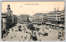 c1910s Madrid Puerta Del Sol Bird's Eye View Spain Antique Postcard picture