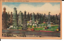 View Southern California Oil Field~Linen Postcard unused picture