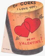 1922 Vintage Die Cut Valentine Wine Of Corks I Love You picture