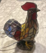 Vintage Tiffany Style Stained Glass Rooster Lamp/Night Light Works 11” picture