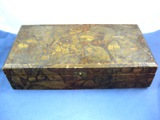 Antique Flemish Dresser Box  Pyrography Carved Wood Cherries - Branch picture