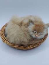 Realistic Sleeping Mama Cat Kitten in Cozy Wicker Basket Cat Nap picture