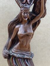 Coco Joes Hawaii Hand Carved Hapa Wood Tahitian Dancer Hula Figurine 13” picture