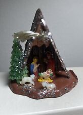 Excellent Vintage Christmas SHINY BRITE Nativity Set Plastic Glitter Original picture