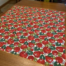 vintage 50s custom made summer tablecloth, tomatoes theme, 34 inches square picture