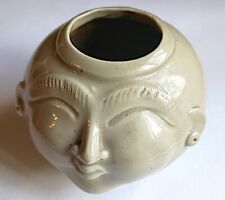 Small Face Pot, Off White Color, Ceramic, Rare, Indonesian, 2H