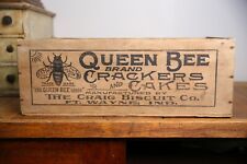 Vintage Queen Bee Crackers Cakes Biscuit Wood Crate Box Fort Wayne Indiana picture