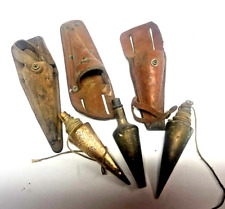 Vintage Plumb Bob Lot  Dietzgen CS-4811  Brass + Leather Sheath Holder & Lietz picture