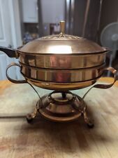 Vintage Copper Chafing Dish Fondue Skillet Warming Pot Sterno Cooker picture
