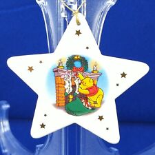 Vintage Christmas Ornament Disney WInnie the Pooh & Piglet White Star Quote picture