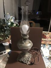 Vintage Nickel Oil Lamp Electric Conversion/working  picture