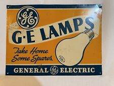 Metal GE General Electric Light Bulb Advertising Sign Vintage General store picture
