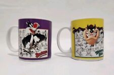 Vintage 1995 Looney Tunes Warner Bros Taz  & Sylvester Coffee Mugs Lot Of 2 picture