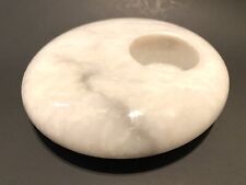 Vintage MCM Marble Tealight Candle Holder White Grey 5” Diameter A421 picture