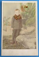 *Original* LITTLE BOY WITH ROSY CHEEKS Color TINTED 1890's Cabinet Photo  picture