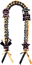 Graduation Lei 2024, Class of 2024 Graduation Leis Black & Gold, Black Yellow picture