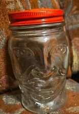 Vtg Lucky Joe Glass Metal Lid Savings Bank Face Jar Kitsch  picture