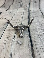 Vintage Long Horn Bull Head Knife Rest Paperweight Gorham Silver Plate USA picture
