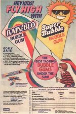VINTAGE PRINT ADVERTISING RAIN-BLO SUPER BUBBLE GUM FLY HIGH KITE COUPON 1987 picture