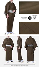 Japanese Men's Traditional TSUMUGI Awase Kimono Polyester Chestnut JP Size 3L picture