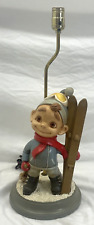 VINTAGE ATLANTIC MOLD COMPANY SMILEY SKIER TABLE LAMP BOY FIGURINE picture