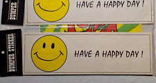 Vintage NOS 60s 70s Smiley Face Have A Happy Day Groovy Bumper Sticker picture