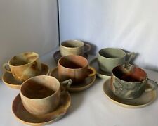 RARE  SANDSTONE DEMI CUPS AND SAUCERS SET OF 6 picture