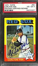 1975 Topps #80 Carlton Fisk Signed Card PSA VG-EX 4 PSA/DNA (Grad Collection) picture