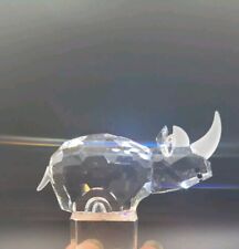 SWAROVSKI Crystal Faceted Animal Figurine Rhino with Black Eyes Beautiful picture