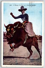 Postcard A Happy Cowboy On A Bucking Buffalo, Posted 1951 picture