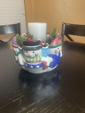 Christmas Snowman Centerpiece Battery Operated Candle. Excellent Condition. picture