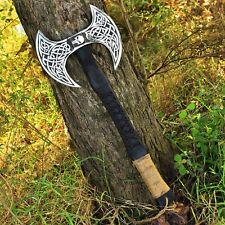 Medieval Double Head Viking Axe Punisher Double Bit Battle Axe With Leather Shea picture