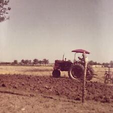 Vintage 1956 Color Photo Farmer Driving Tractor Tilling Toiling Soil Field Farm picture