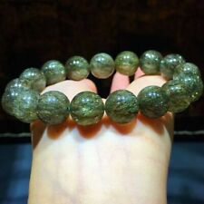 12.5mm Natural Green Rutilated Quartz Crystal Round Bead Bracelet Certificate picture
