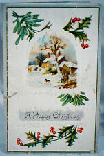 Antique Embossed Postcard A Happy Christmas - Santa Letter 1910 1 cent Stamp picture