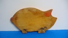 Vintage Pig Shaped Cutting Board Wood Primitive Handmade Farmhouse Orange SALE picture