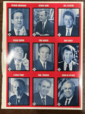 Presidential Candidate 9-Card Uncut Sheet Tuff Stuff Magazine 1992 Clinton Bush picture
