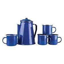 Enamel 8 cup coffee maker with strainer and 4 12 oz mugs blue (11230) picture