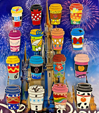 ☕ Disney Coffee Tumblers Mystery Series Complete Set of 16 Pins: Coffee Cup Pins picture