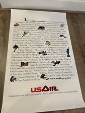 Vintage US Air Listed Destinations Poster 21 1/2” x 34 1/2” picture