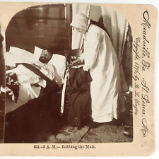 Picking Sleeping Husband's Pocket Stereoview c1896 Wife Robbing Male Bed A2602 picture