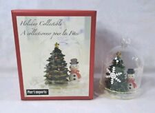 Vintage Pier 1 Snowman And Christmas Tree Scene Cloche In Box 4